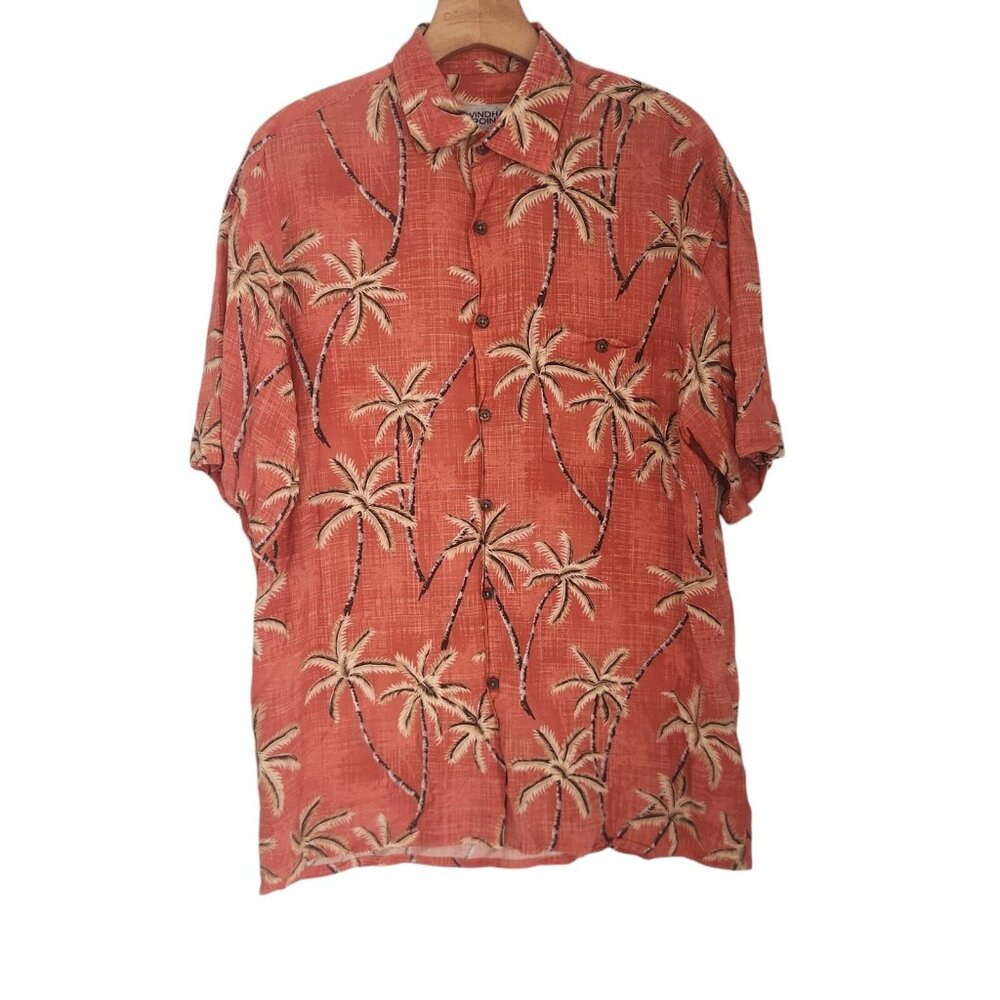Windham Pointe Hawaiian‎ Shirt Rayon Floral Vacation Red Button Up Medium
